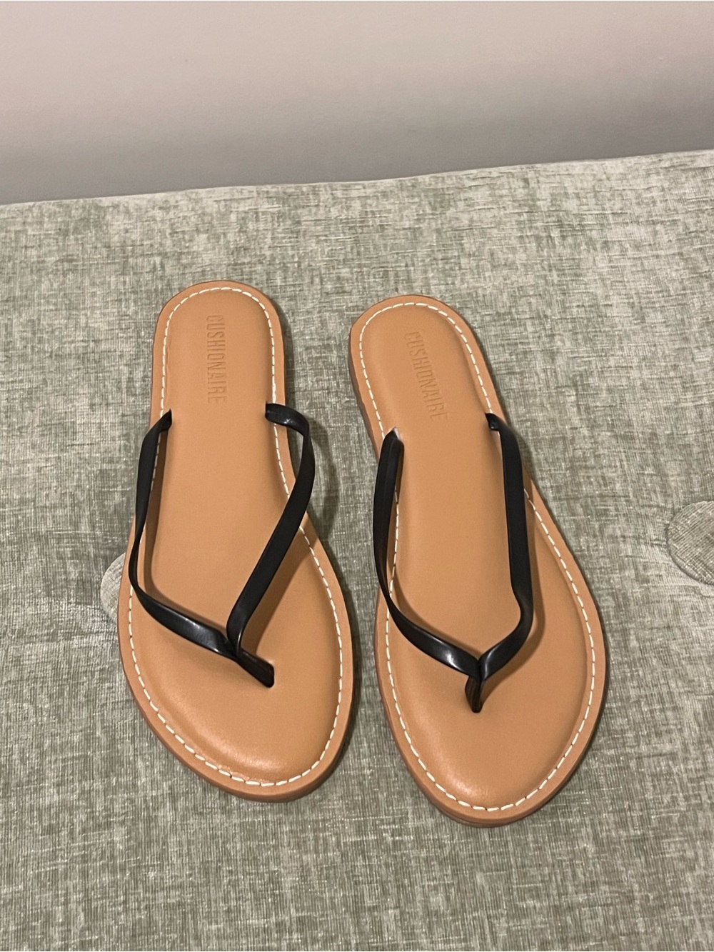 Classic Black Strap Tan Footbed Women's Flip Flops